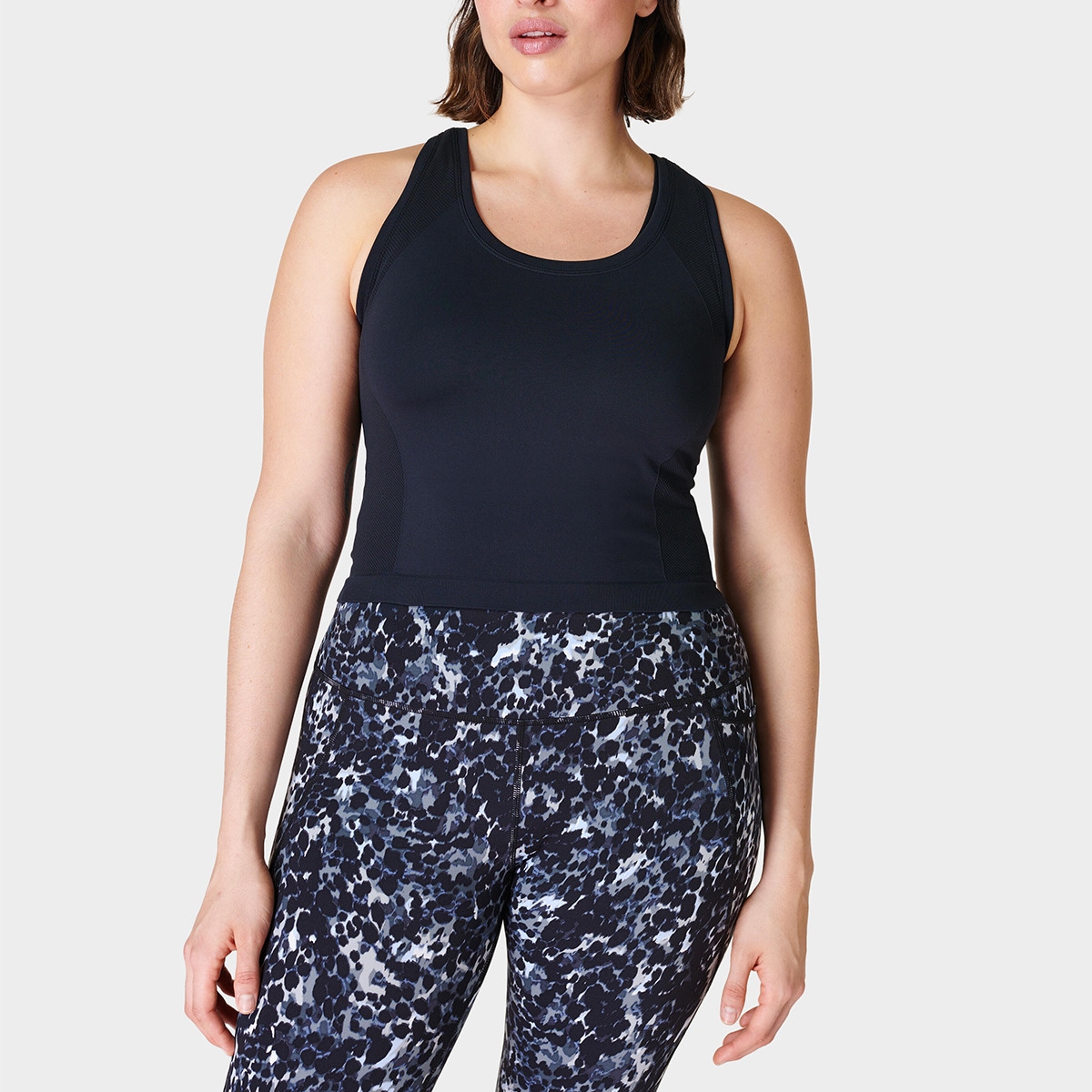 T-shirt de Mulher Athlete Crop Seamless Workout Tank Top Preto-1