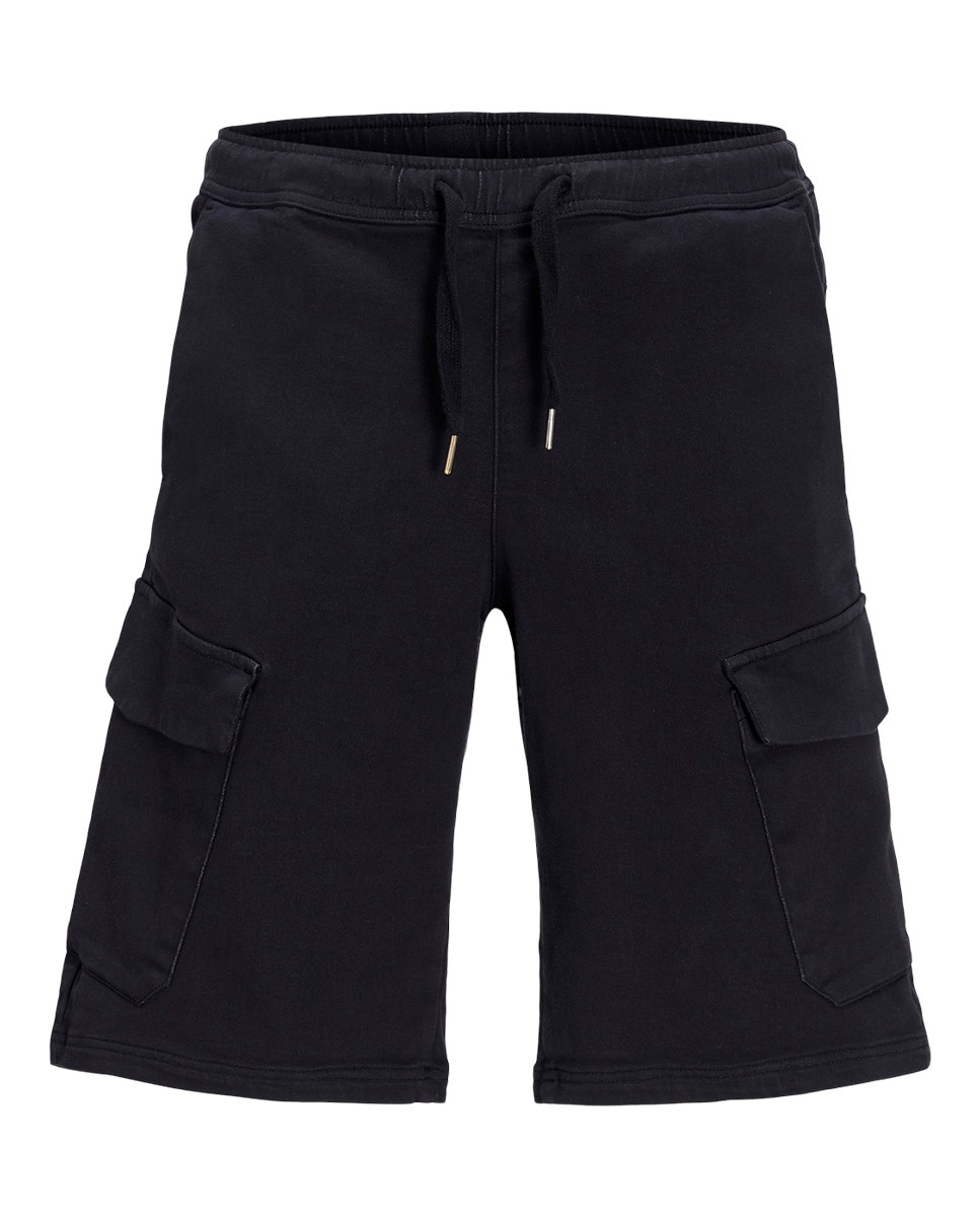 Bermudas Cargo com Bolsos Laterais com Cós Ajustável Através de Cordões Preto-4
