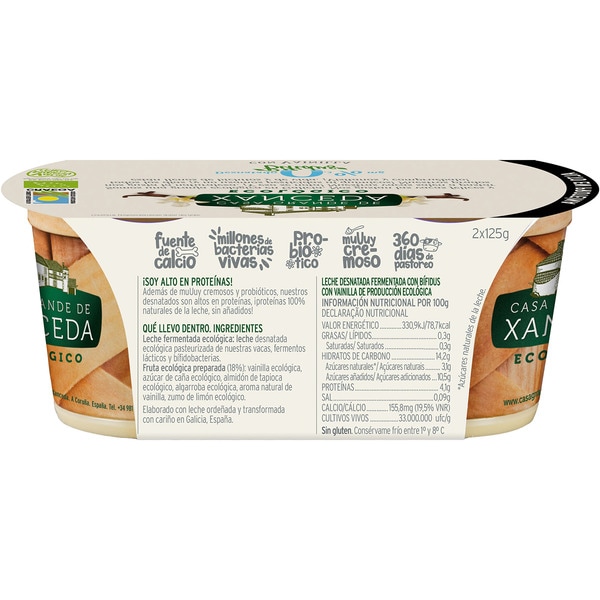 organic skimmed bifidus with vanilla 0.3% mg, gluten-free 2-pack units 125 g