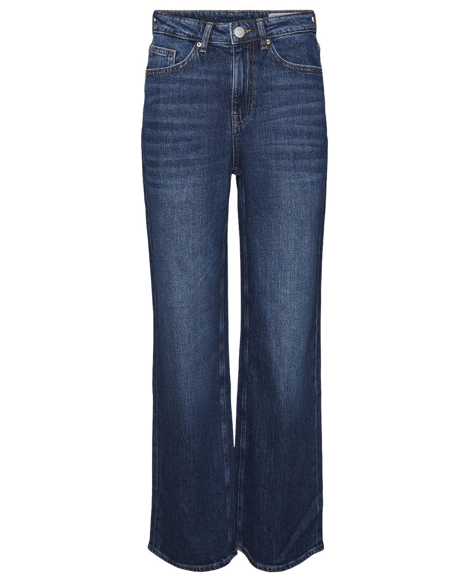 Jeans Straight de Cintura Subida Azul-índigo-6