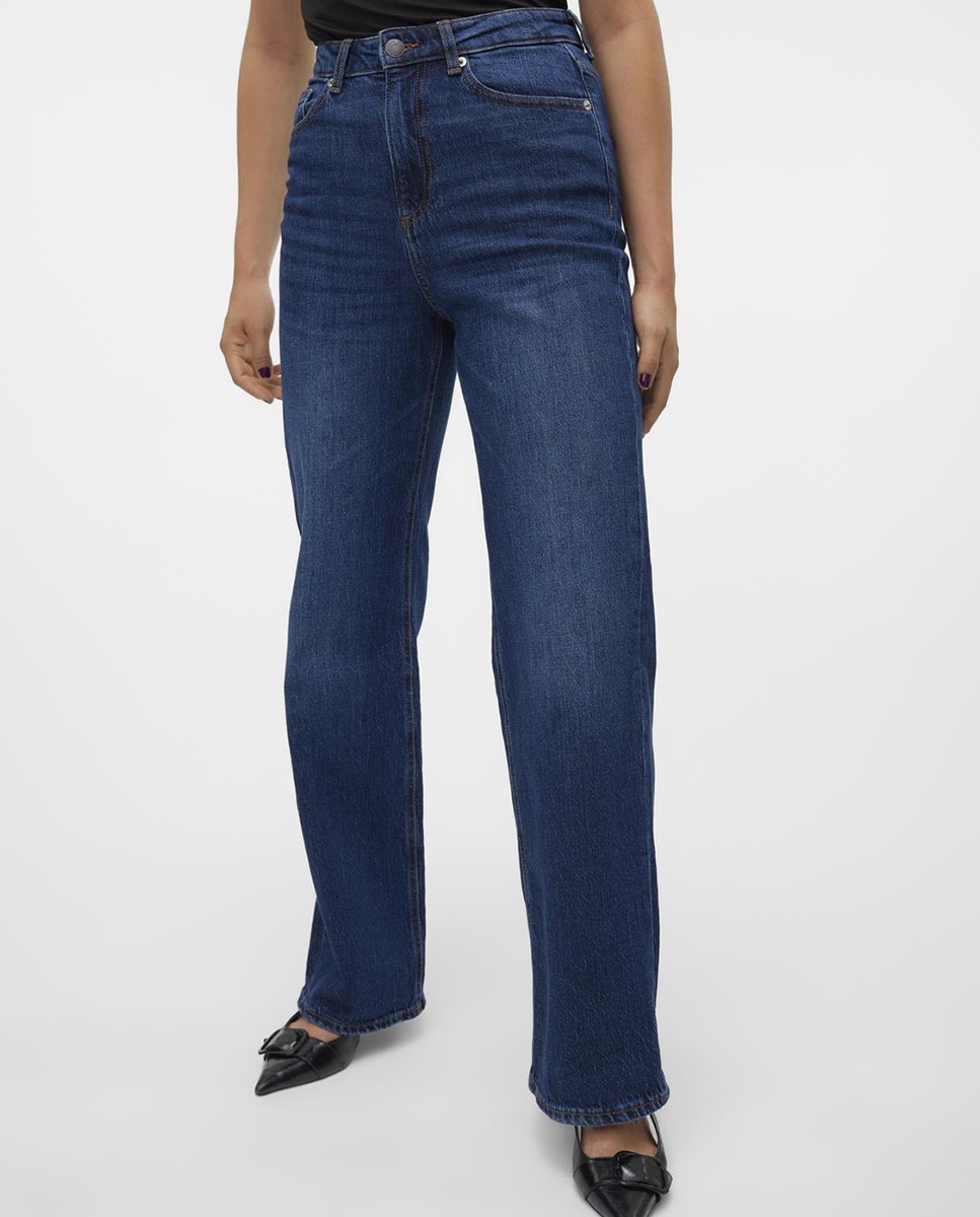 Jeans Straight de Cintura Subida Azul-índigo-5