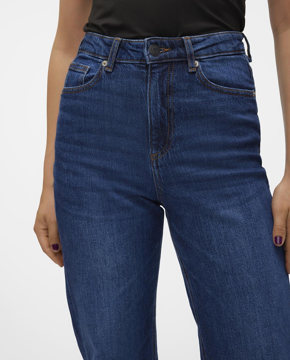 Jeans Straight de Cintura Subida Azul-índigo-4