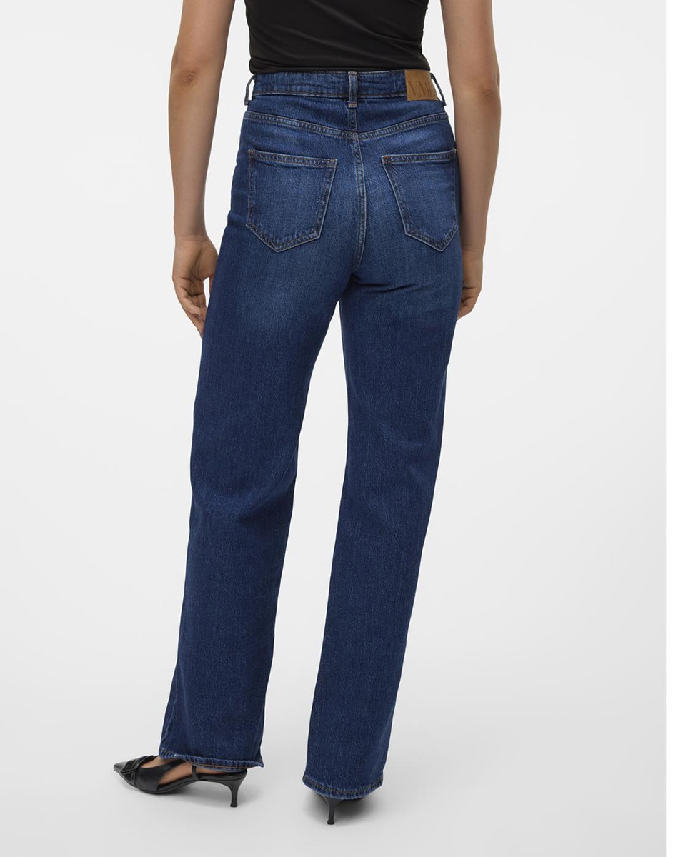Jeans Straight de Cintura Subida Azul-índigo-2