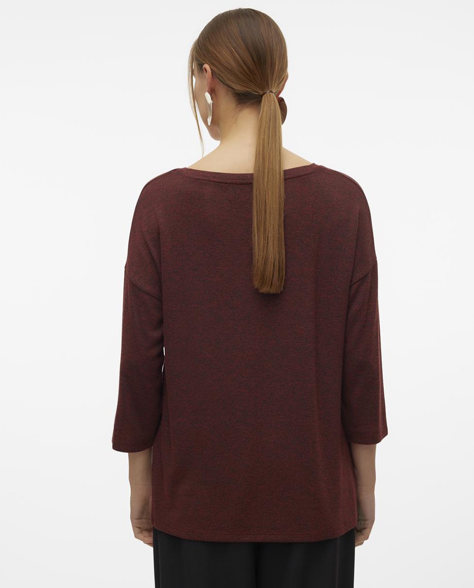 Camisola de Malha Fina com Manga 3/4 Vermelho/Grená-2