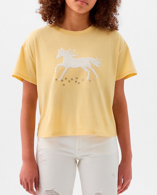 Imagen 0 de Camiseta de niña manga corta con estampado delantero