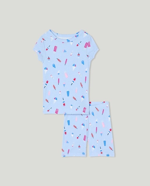 Imagen 0 de Pijama de niña con camiseta de manga corta y pantalón corto estampado