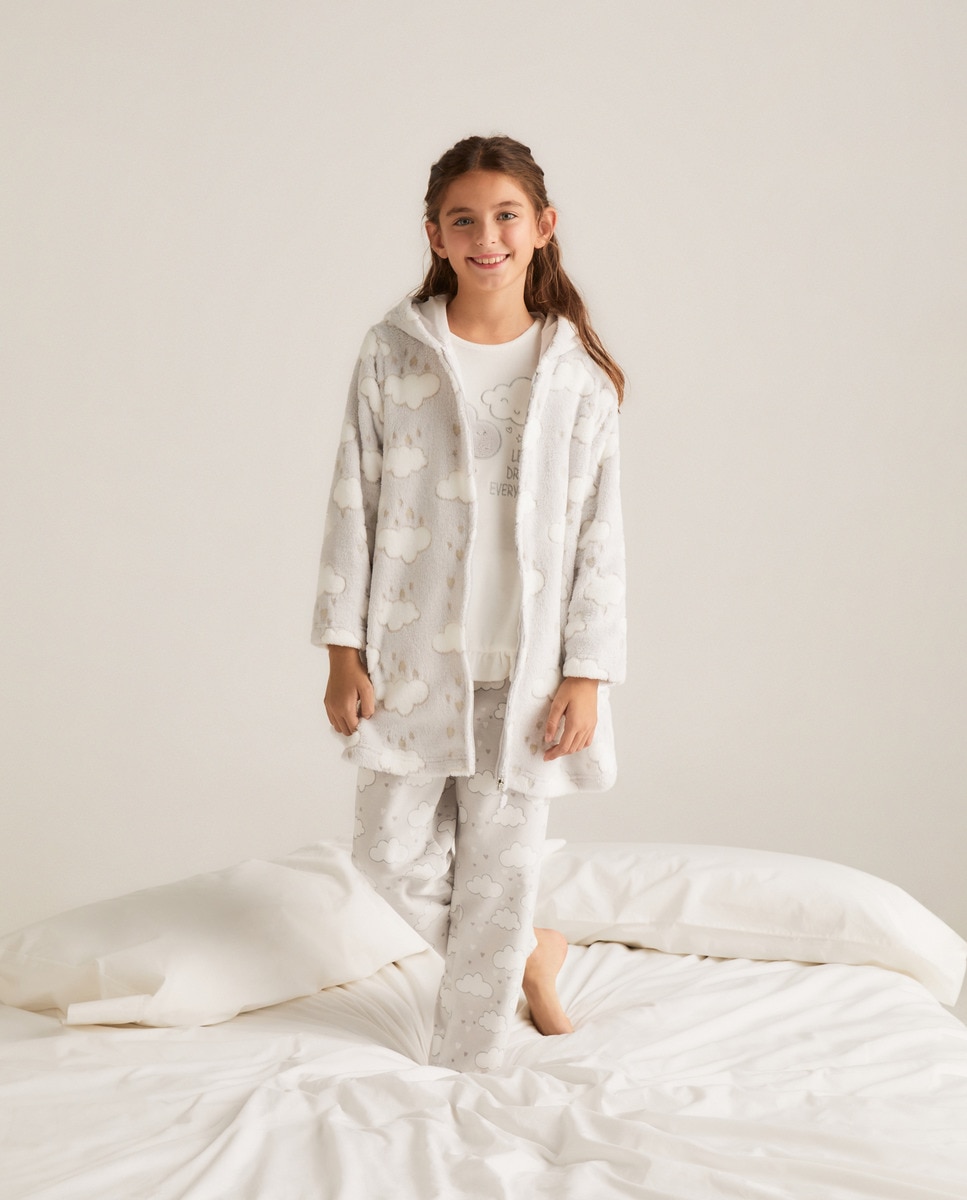 Robe com Estampado Devore de Fio Metalizado Cinzento-claro-1