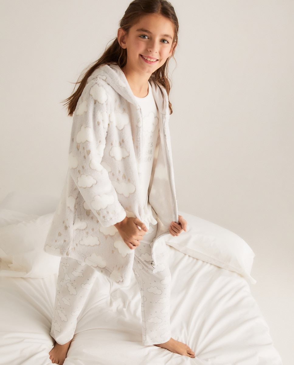 Robe com Estampado Devore de Fio Metalizado Cinzento-claro-2