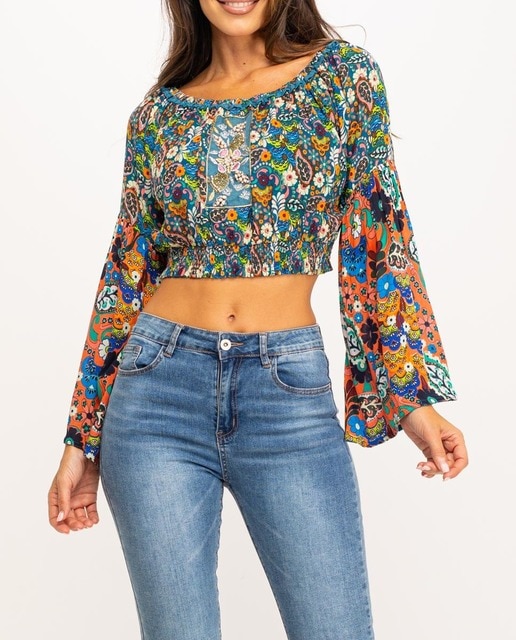 Imagen 0 de Blusa corta estampada