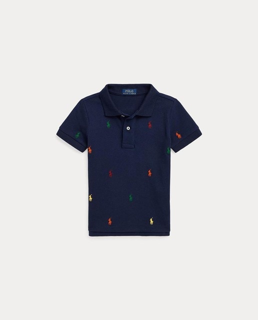 Imagen 0 de Polo de niño en azul con microbordados