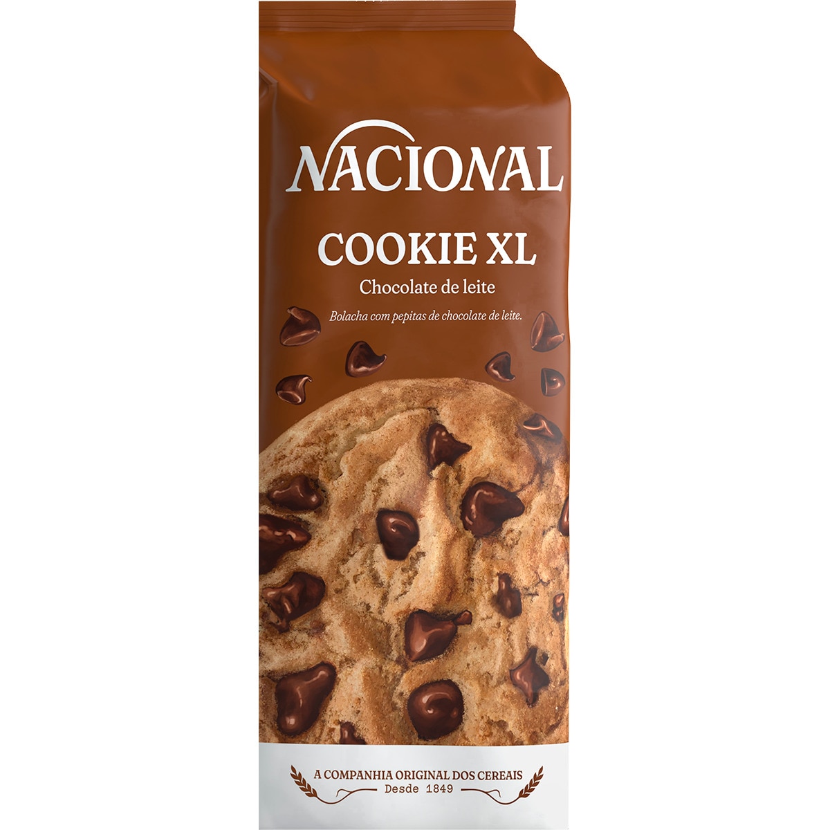 Cookies XL com Pepitas de Chocolate de Leite embalagem 180 g