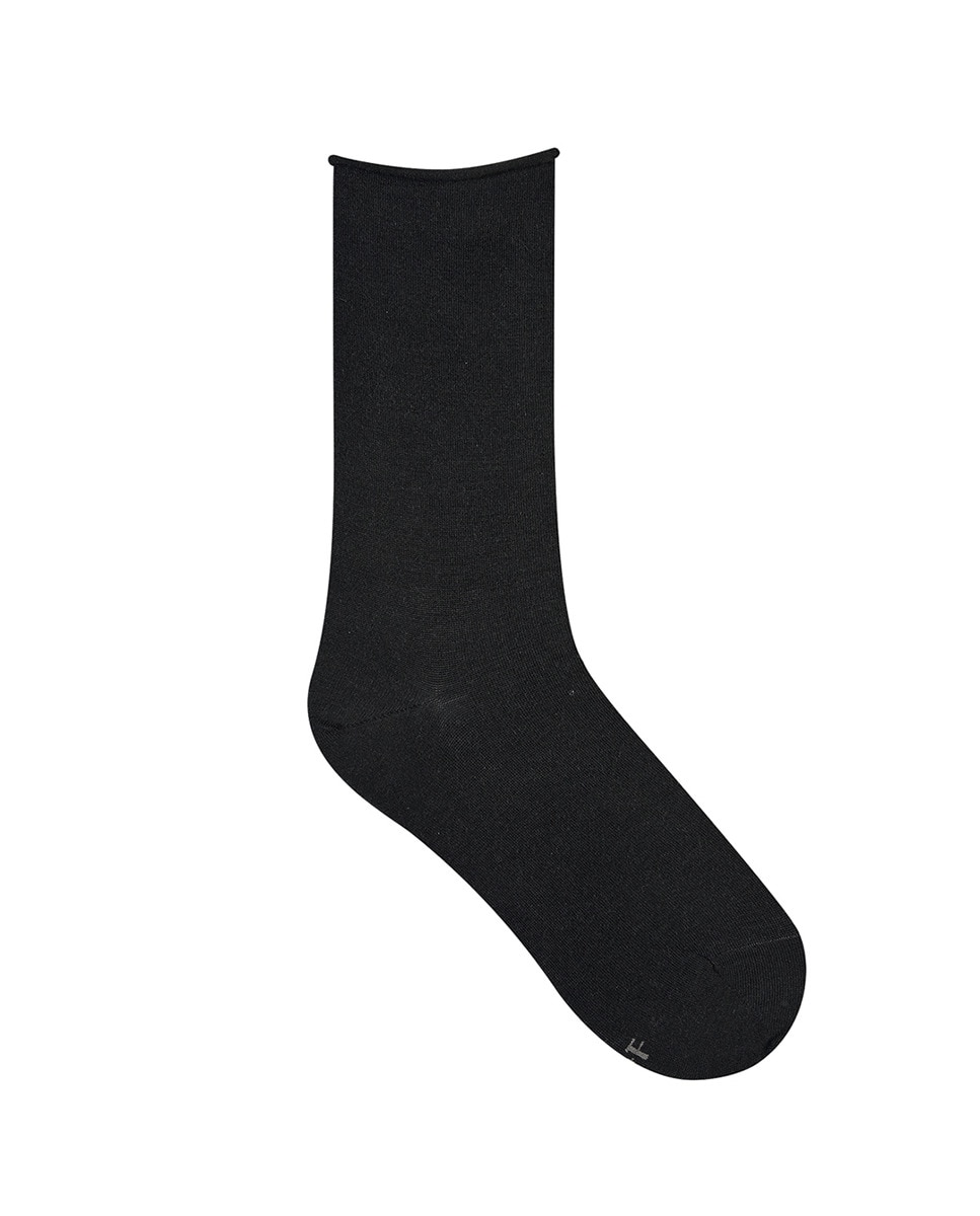 Meias compridas de mulher Bleuforêt de lã e algodão Preto-1