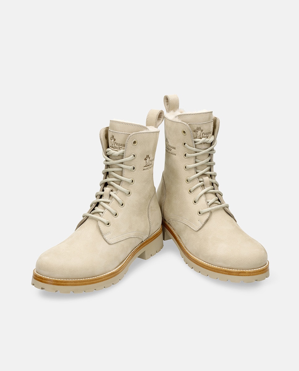 Botins Frisia com Forro Interior de Pelo e em Pele Waterproof Cru-3