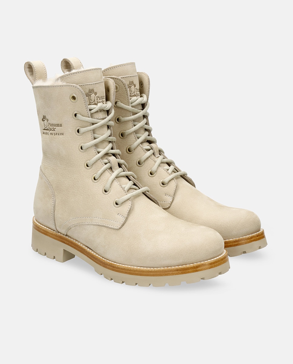 Botins Frisia com Forro Interior de Pelo e em Pele Waterproof Cru-7