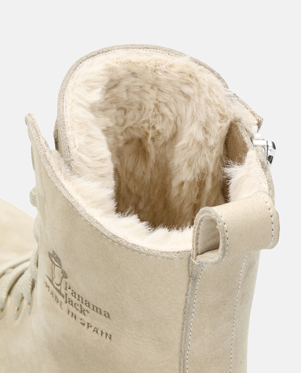 Botins Frisia com Forro Interior de Pelo e em Pele Waterproof Cru-6