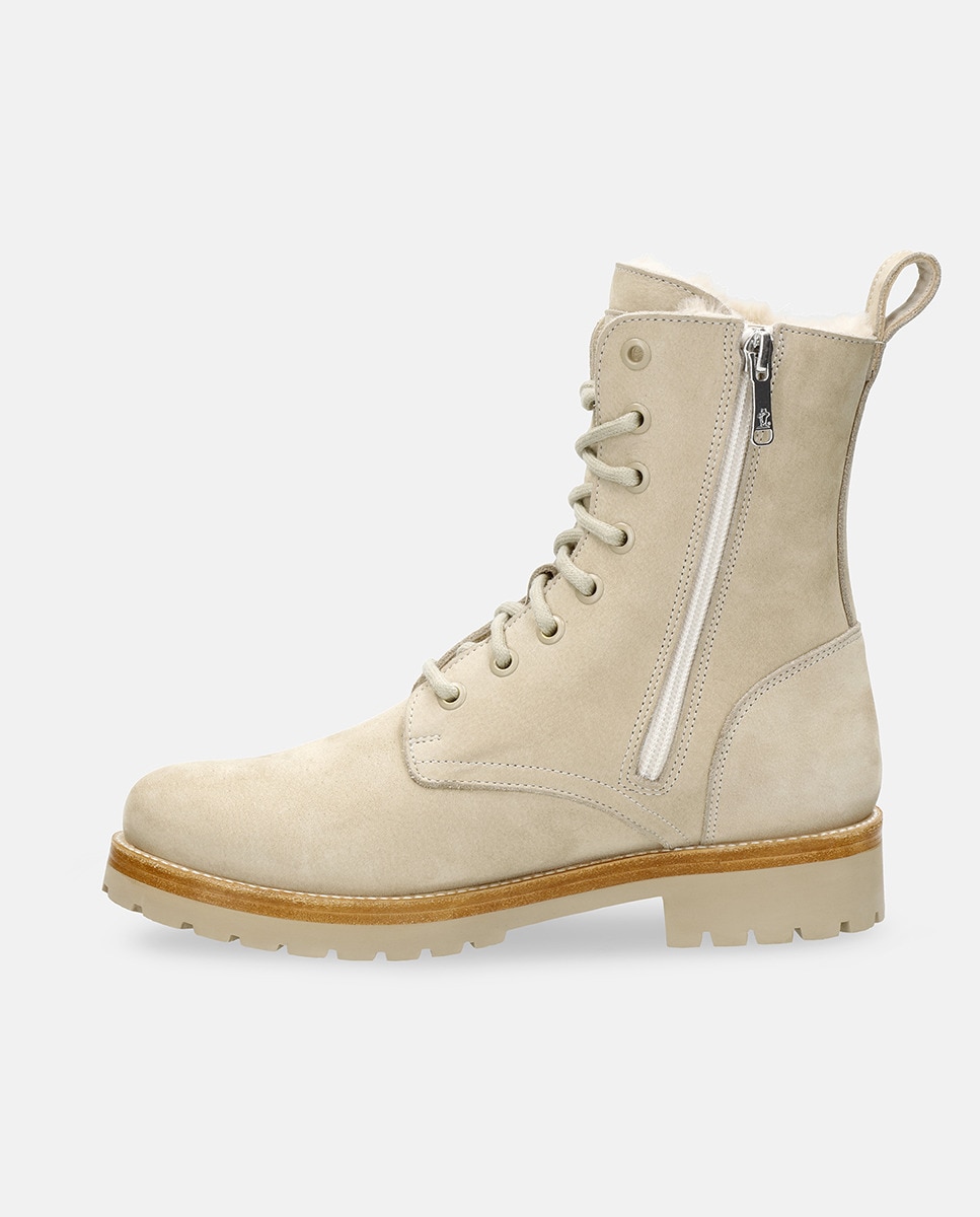 Botins Frisia com Forro Interior de Pelo e em Pele Waterproof Cru-5