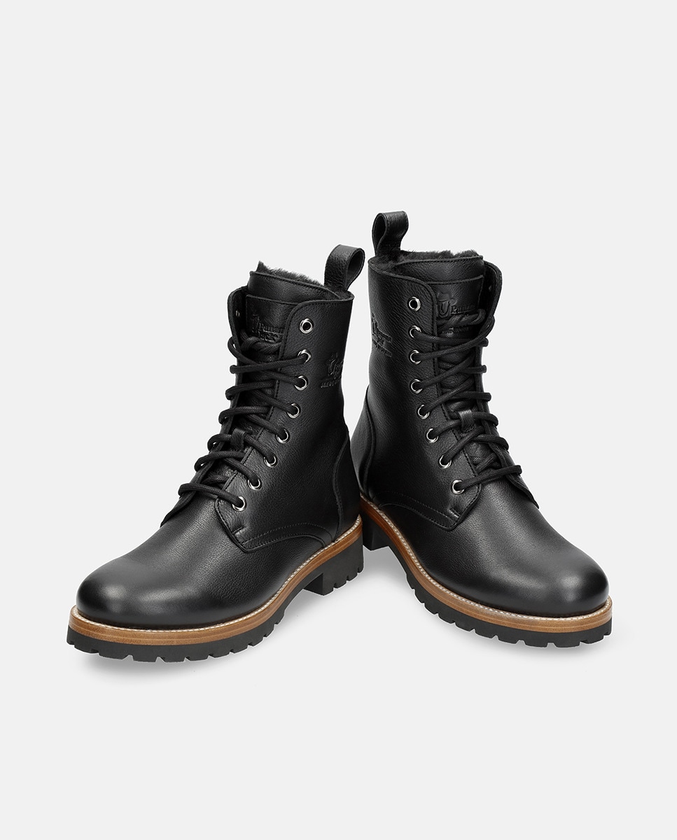 Botins Frisia com Forro Interior de Pelo e em Pele Waterproof Preto-3