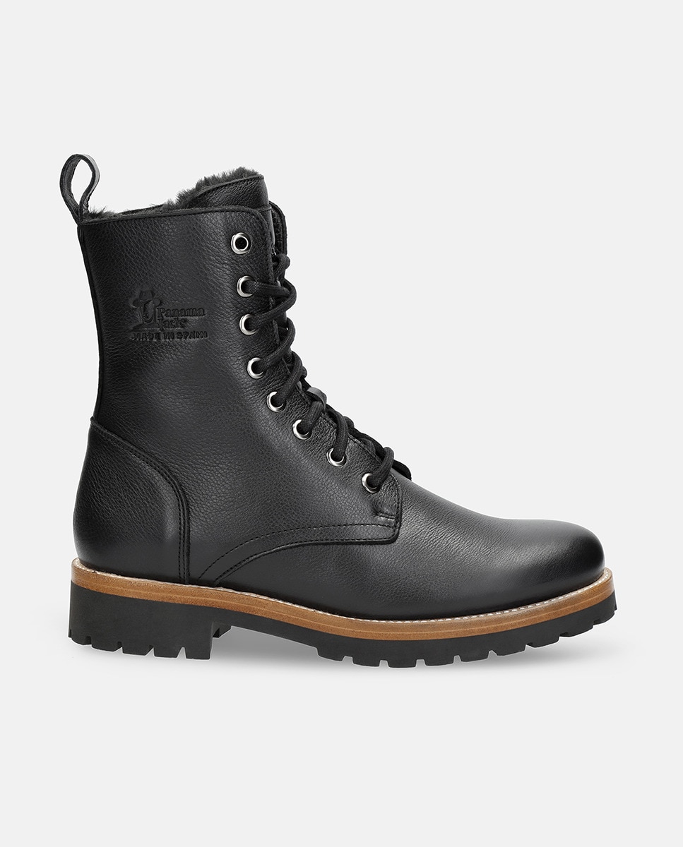 Botins Frisia com Forro Interior de Pelo e em Pele Waterproof Preto-1