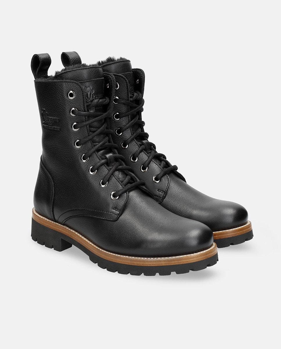 Botins Frisia com Forro Interior de Pelo e em Pele Waterproof Preto-7