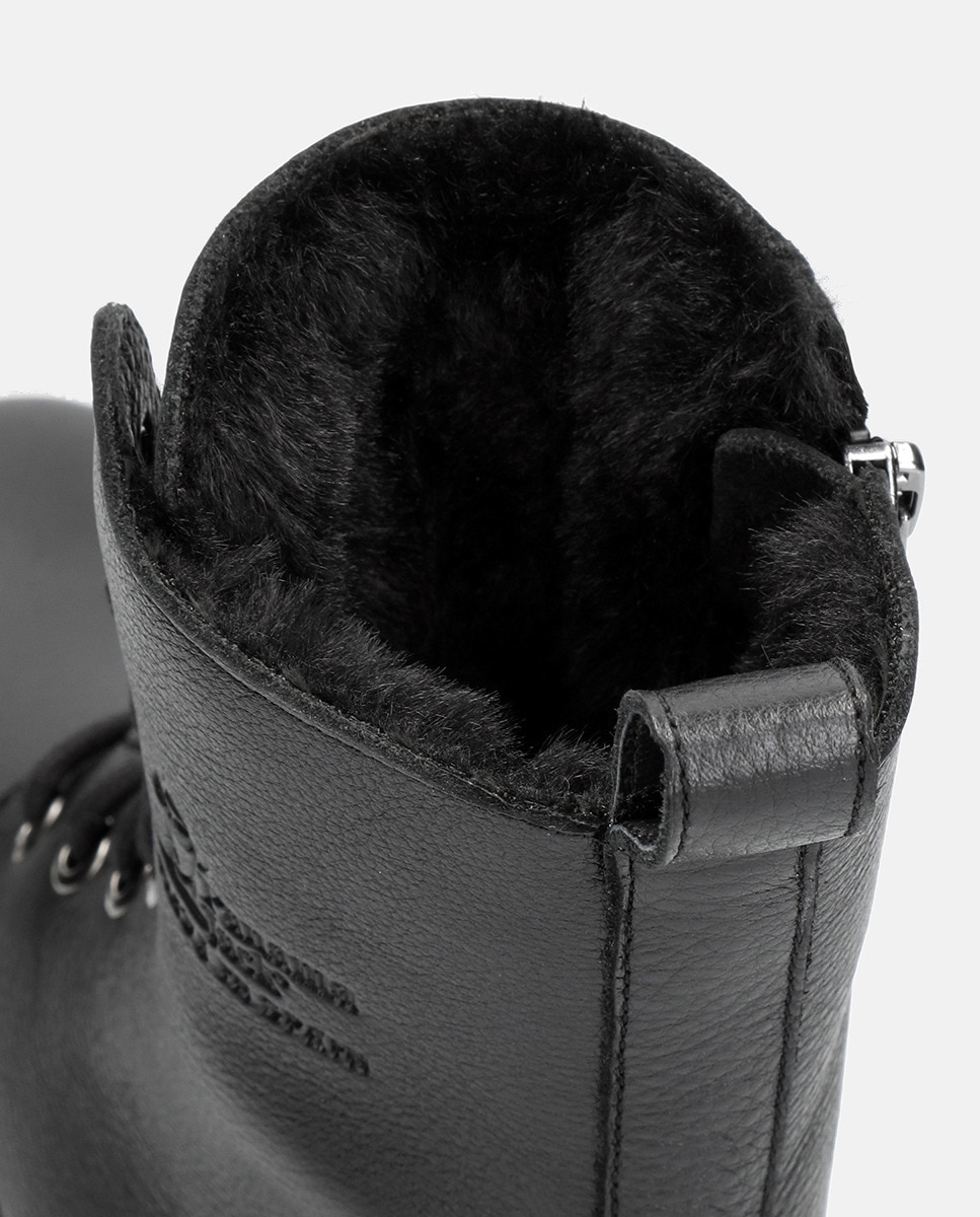 Botins Frisia com Forro Interior de Pelo e em Pele Waterproof Preto-6