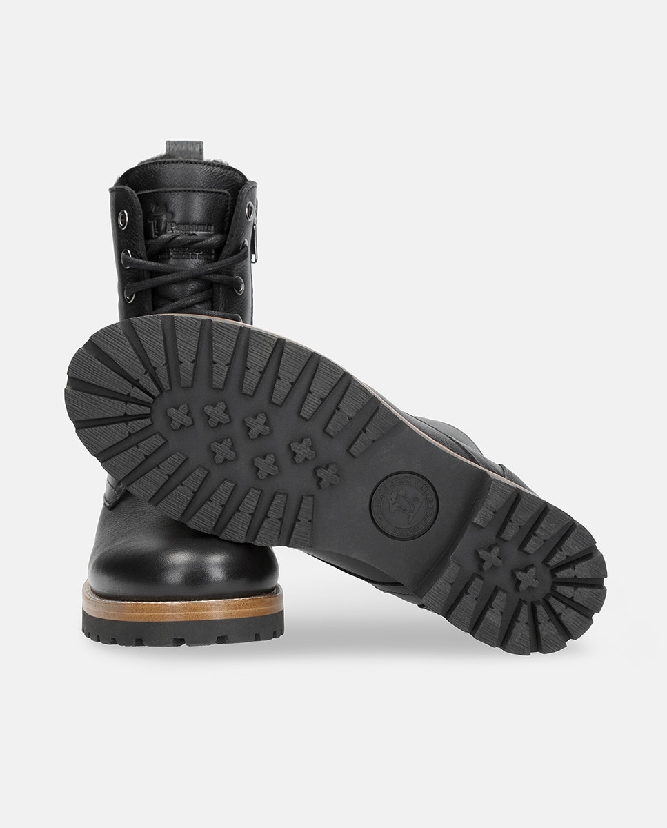 Botins Frisia com Forro Interior de Pelo e em Pele Waterproof Preto-4