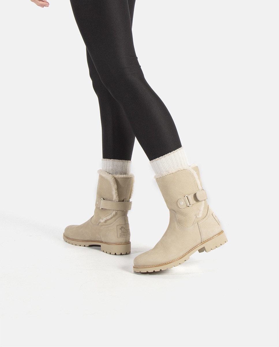 Botins Felia Trav com Forro Interior de Pelo e em Pele Waterproof Cru-2