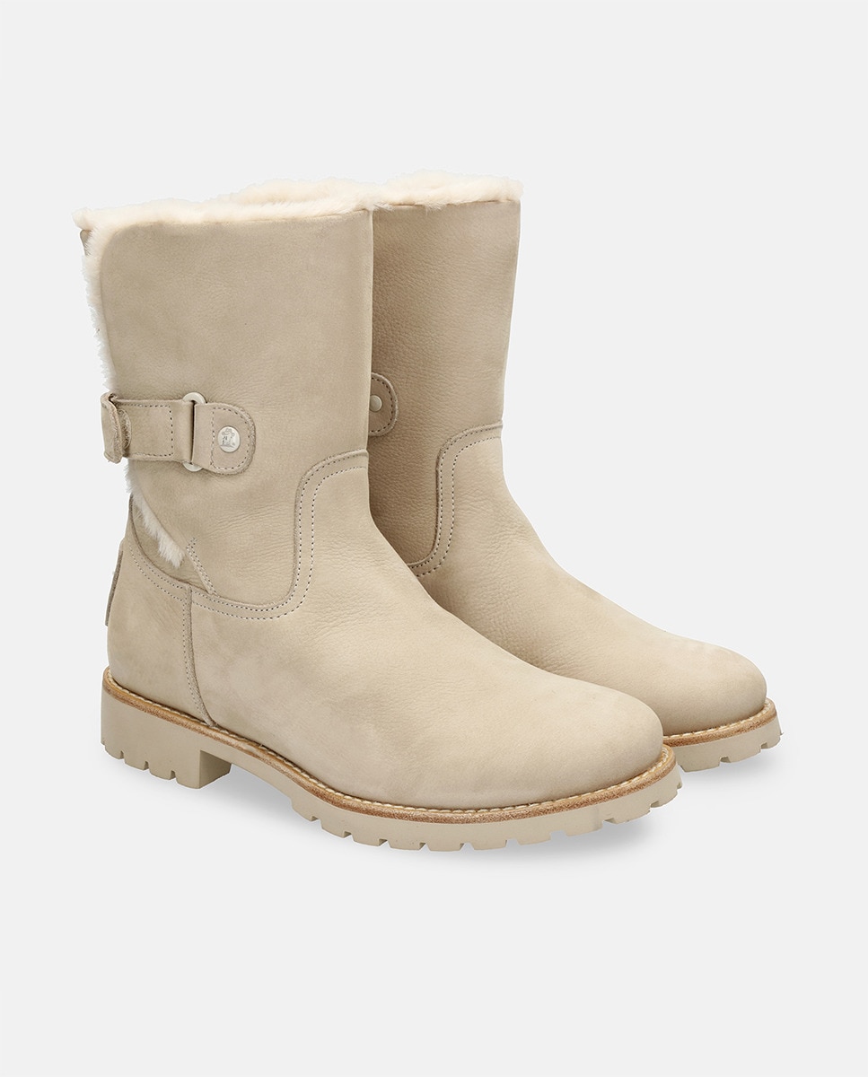 Botins Felia Trav com Forro Interior de Pelo e em Pele Waterproof Cru-5