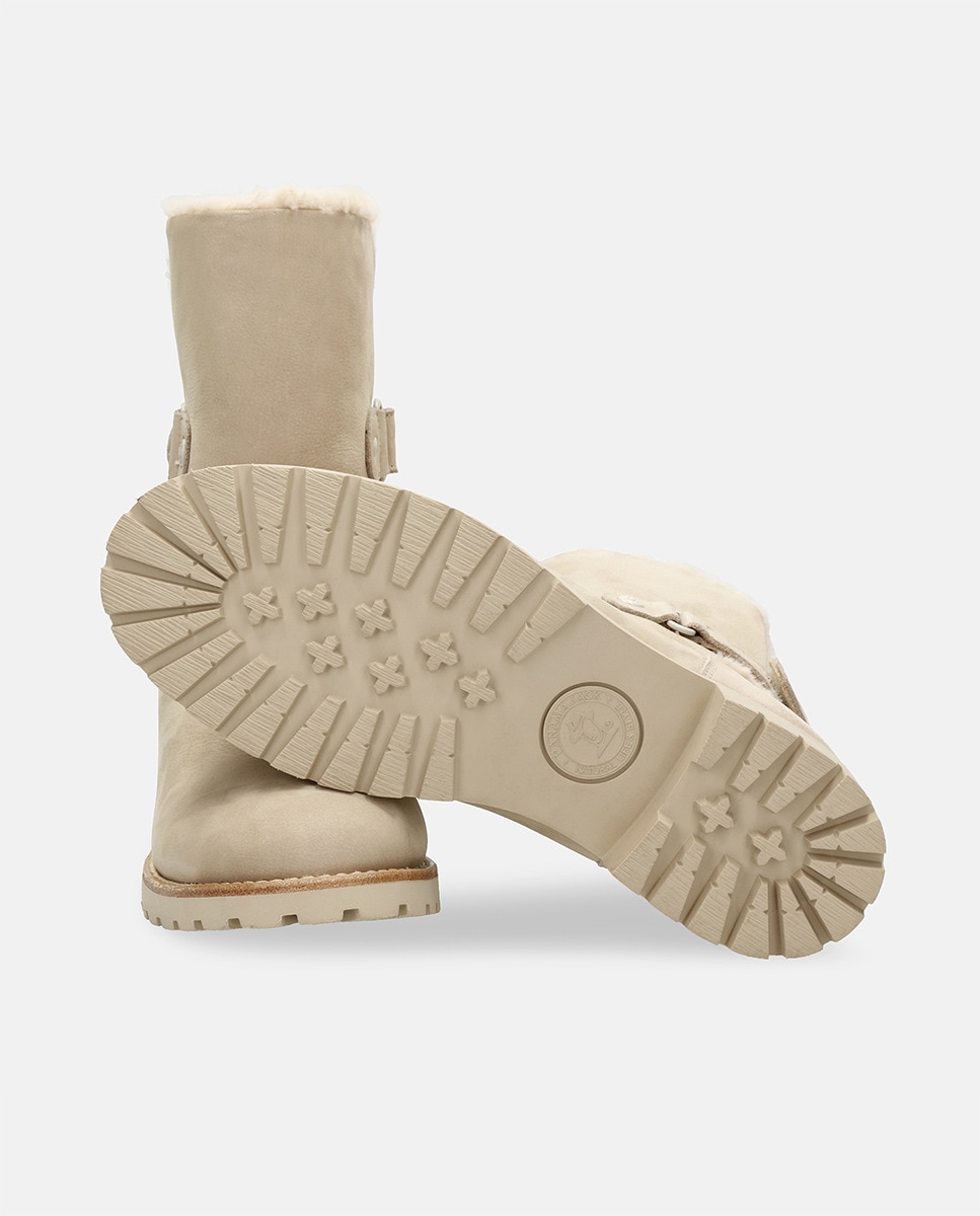 Botins Felia Trav com Forro Interior de Pelo e em Pele Waterproof Cru-4