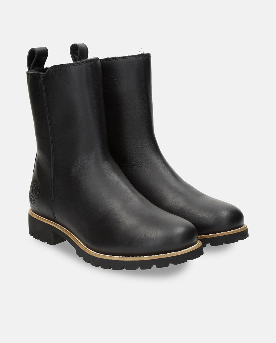 Botas em Pele e com Forro de Pelo Sintético Preto-7