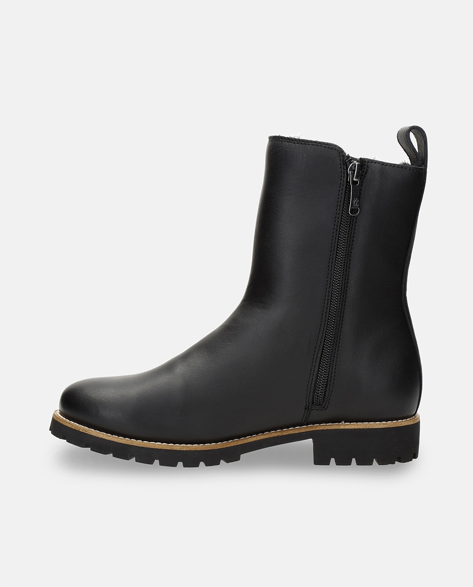 Botas em Pele e com Forro de Pelo Sintético Preto-5