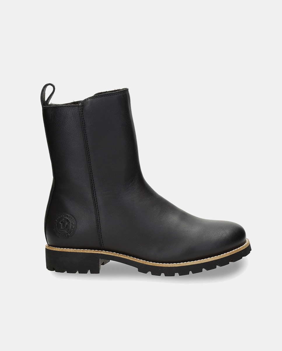 Botas em Pele e com Forro de Pelo Sintético Preto-1