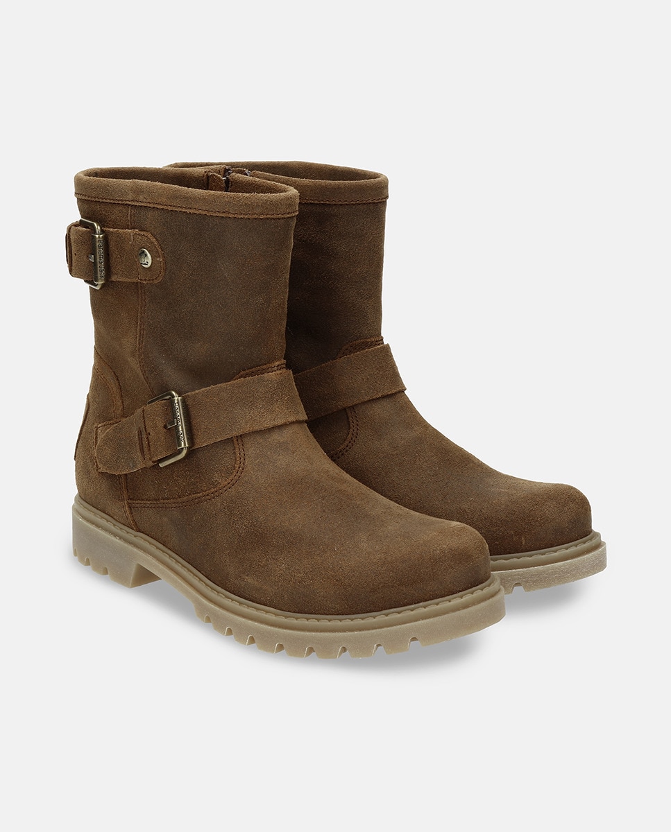 Botas em Velour e com Forro de Pele Castanho-6