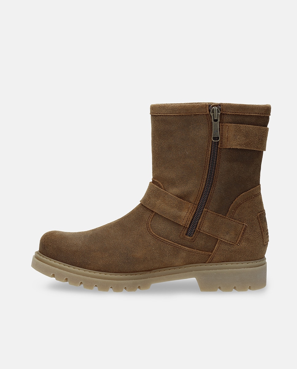 Botas em Velour e com Forro de Pele Castanho-5