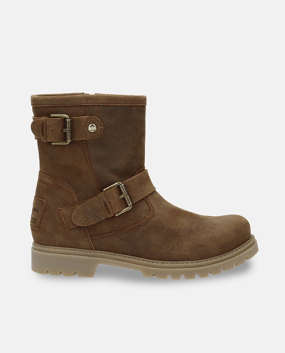 Botas em Velour e com Forro de Pele Castanho-1