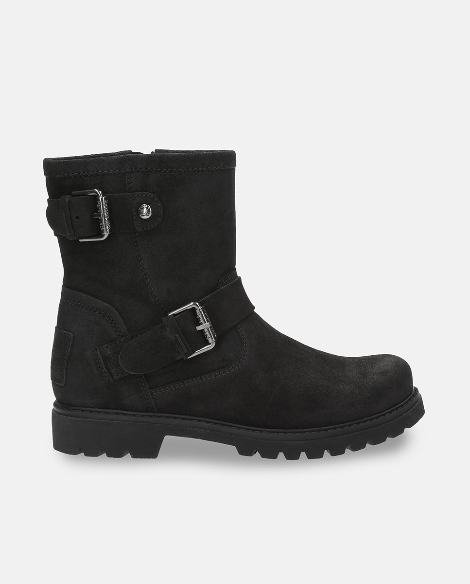 Botas em Velour e com Forro de Pele Preto-1