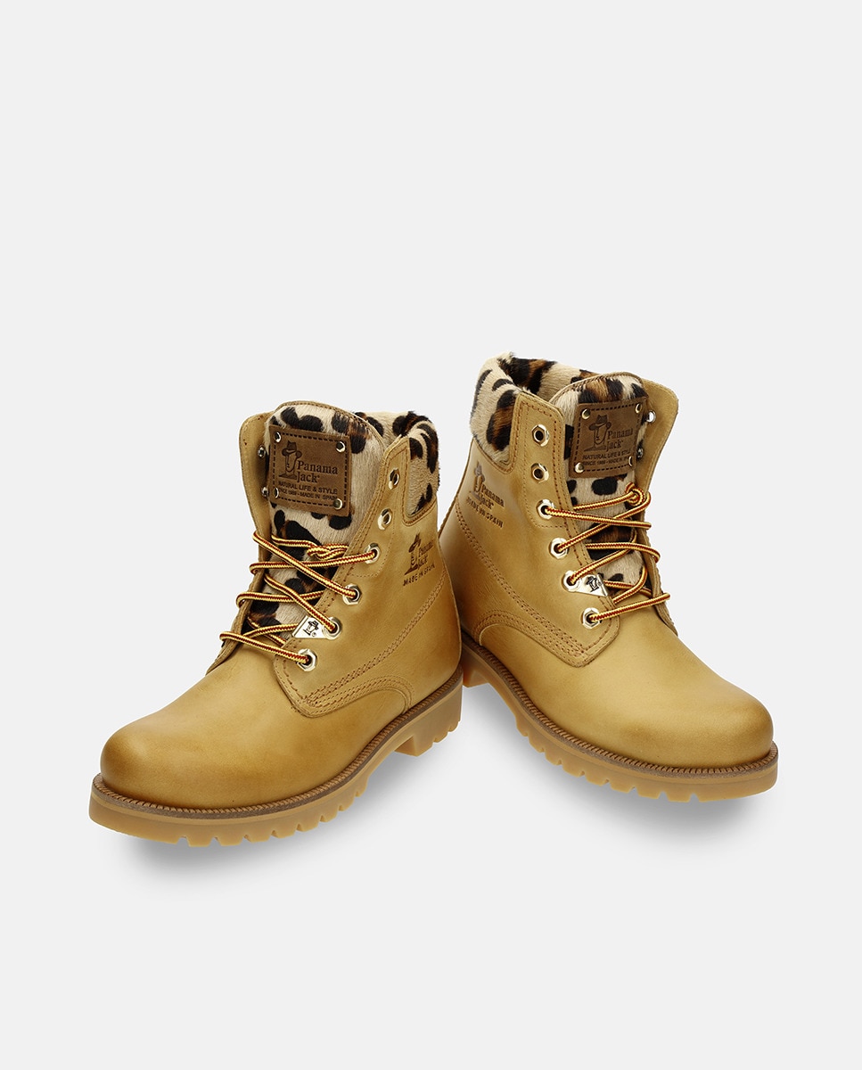 Botas em Pele e com Forro em Pele Mostarda-3