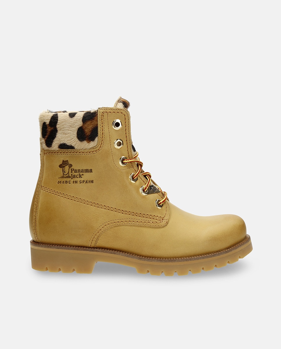 Botas em Pele e com Forro em Pele Mostarda-1