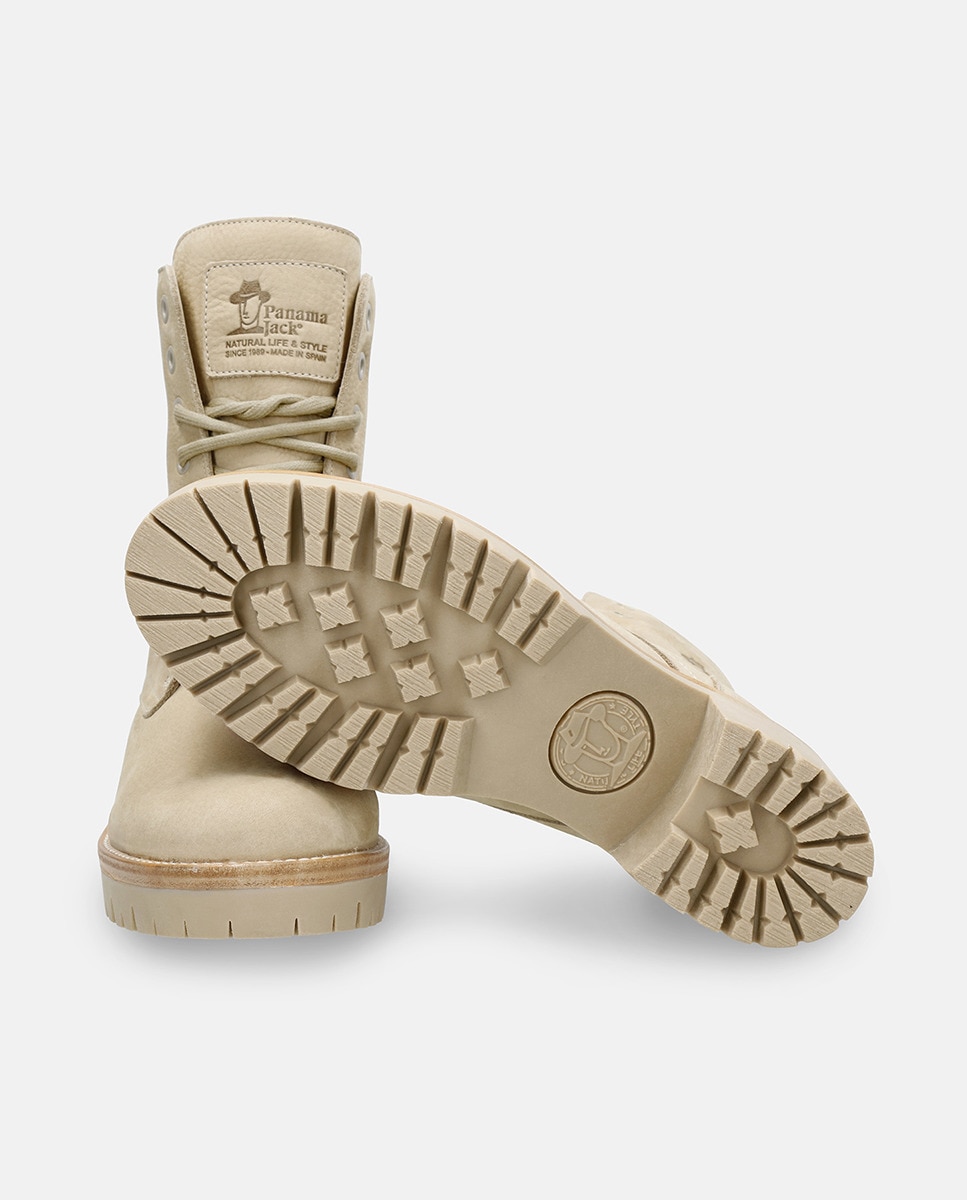 Botas Padma com Forro Interior de Pelo, Salto de Bloco e em Pele Nobuck Waterproof Cru-4