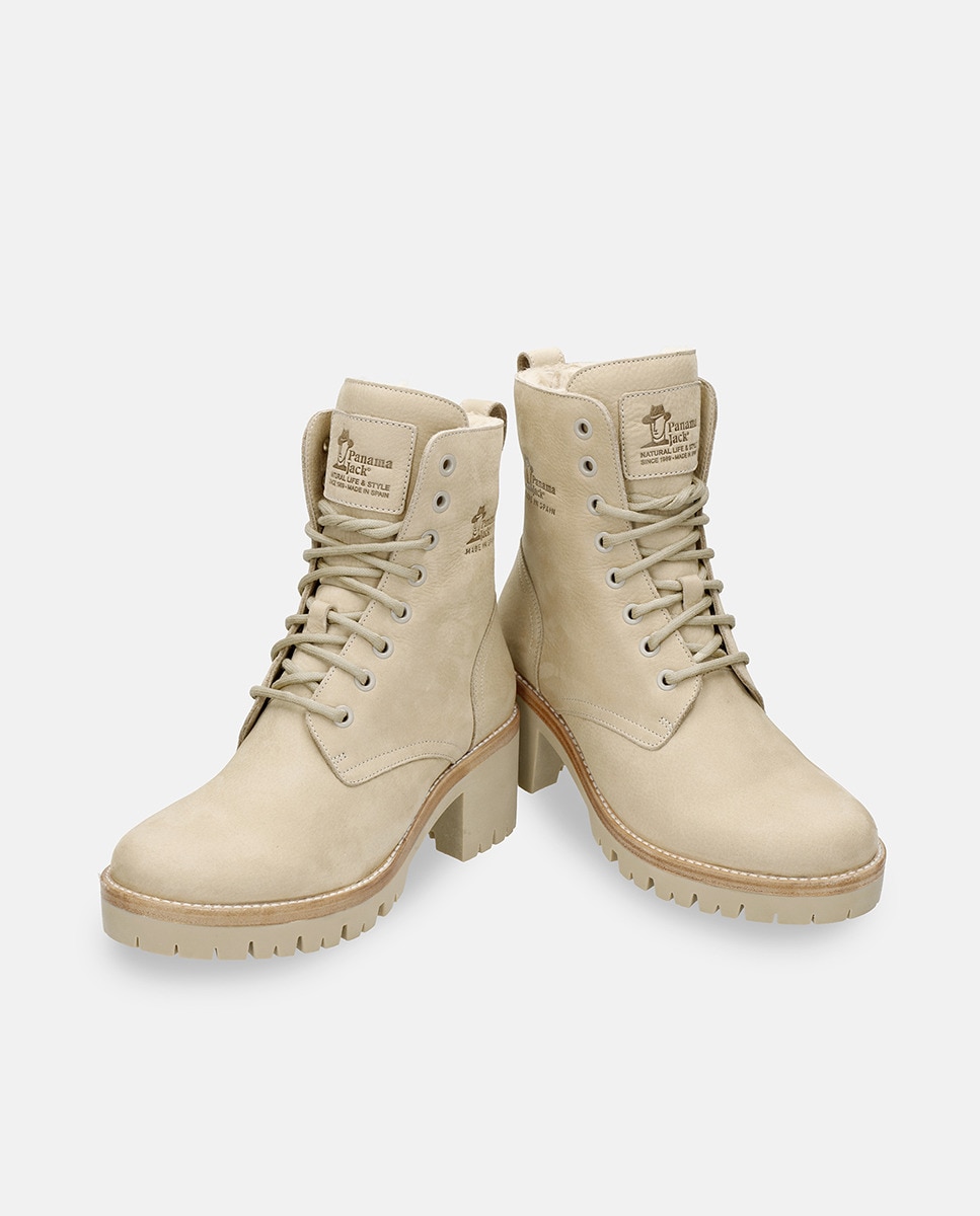 Botas Padma com Forro Interior de Pelo, Salto de Bloco e em Pele Nobuck Waterproof Cru-3