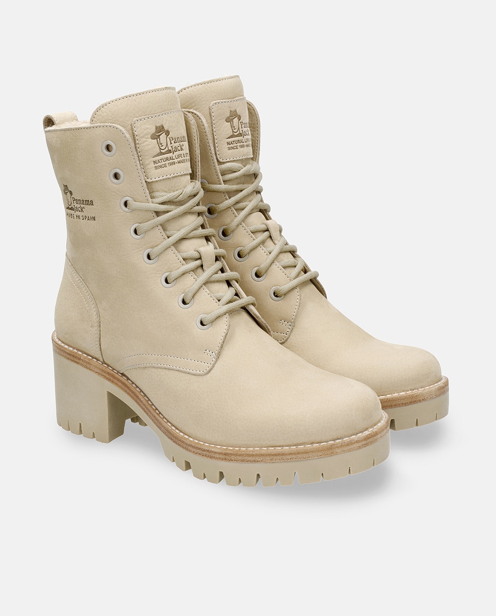 Botas Padma com Forro Interior de Pelo, Salto de Bloco e em Pele Nobuck Waterproof Cru-5