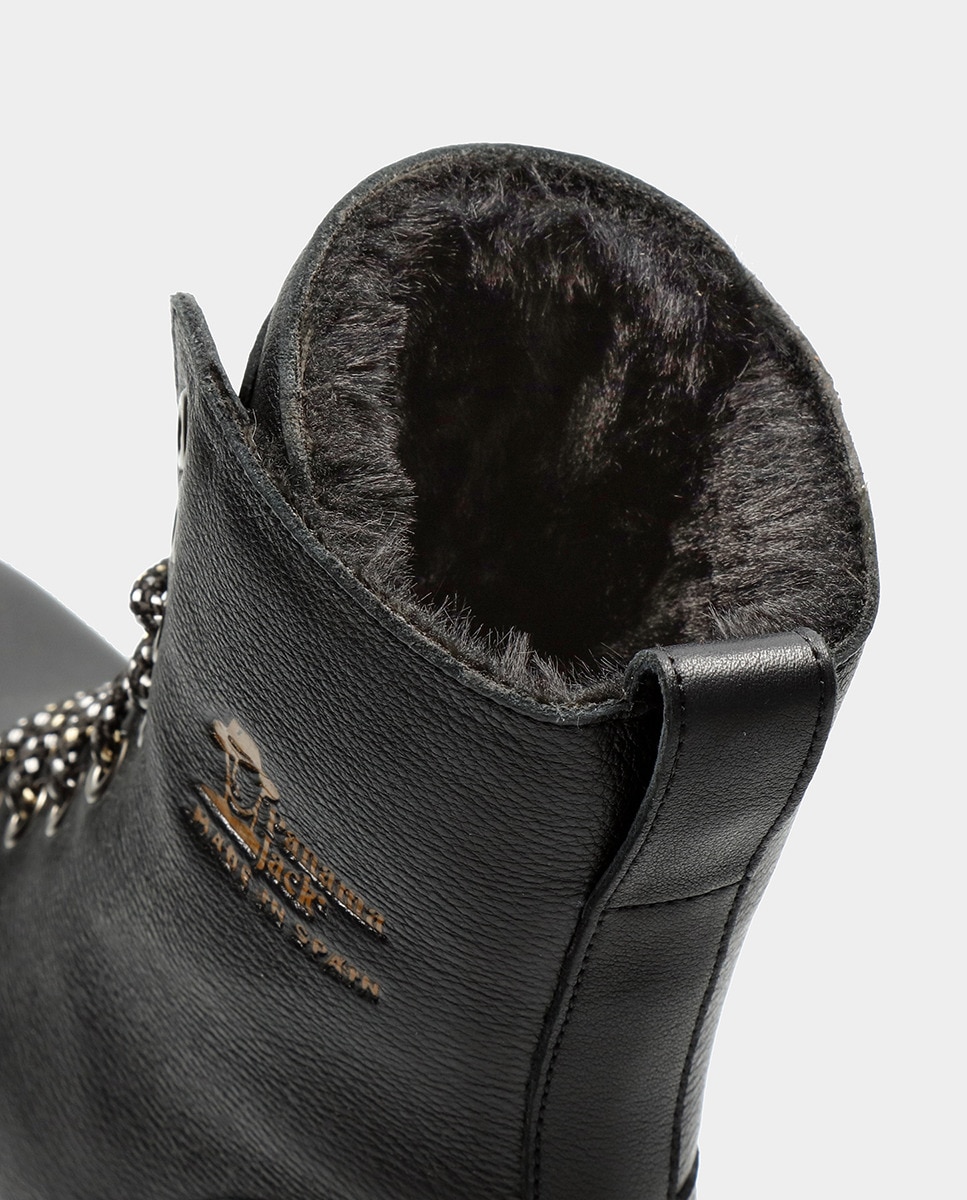 Botas Padma com Forro Interior de Pelo, Salto de Bloco e em Pele Waterproof Preto-6
