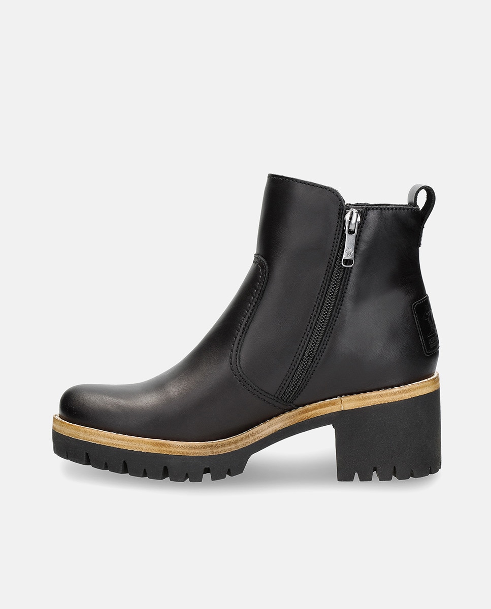 Botins Pauline B11 com Salto de Bloco e em Pele Waterproof Preto-5