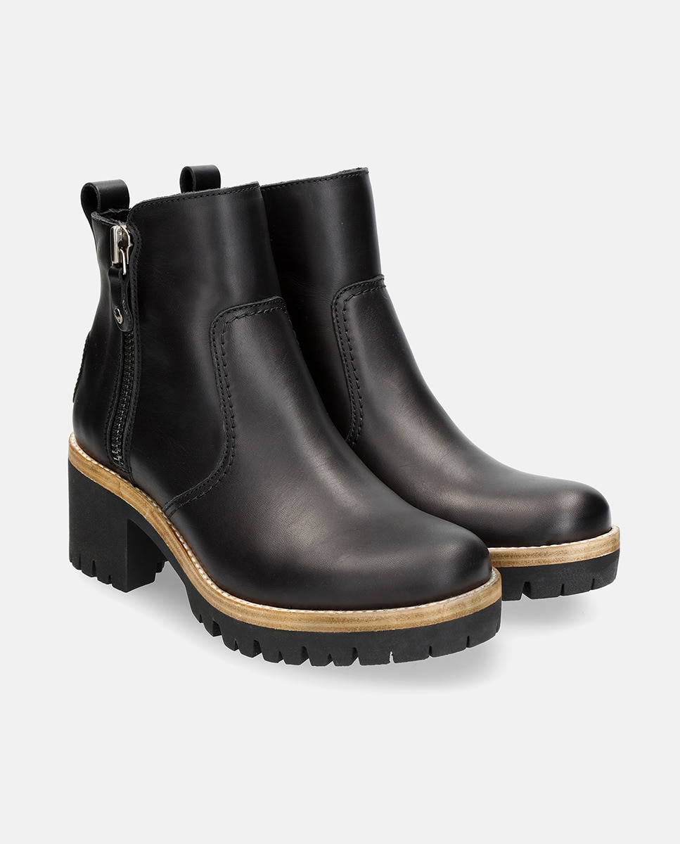 Botins Pauline B11 com Salto de Bloco e em Pele Waterproof Preto-6