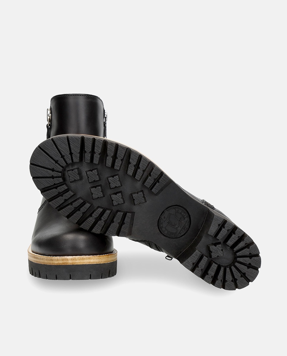 Botins Pauline B11 com Salto de Bloco e em Pele Waterproof Preto-4