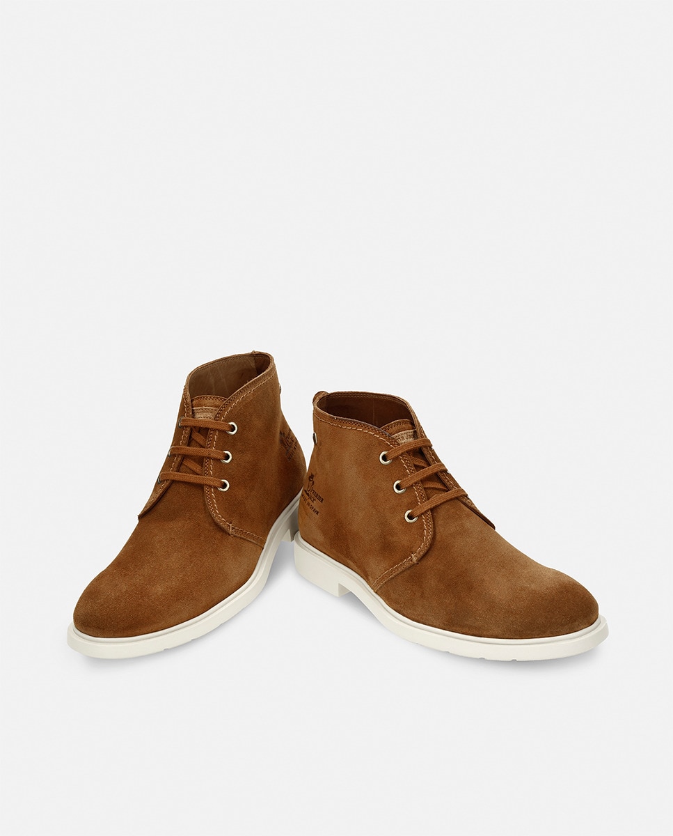Botins em Velour com Forro de Pele Castanho-7