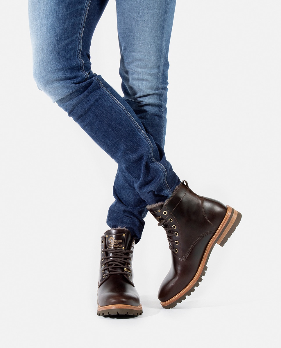 Botins em Pele com Forro de Pelo Natural Castanho-escuro-15