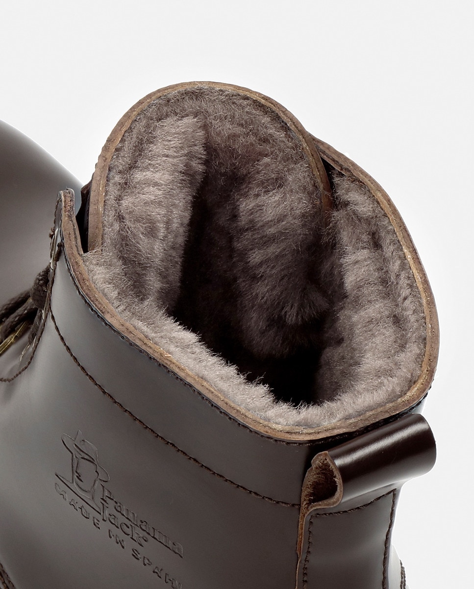 Botins em Pele com Forro de Pelo Natural Castanho-escuro-14