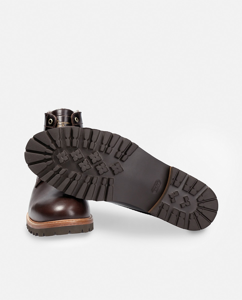 Botins em Pele com Forro de Pelo Natural Castanho-escuro-13