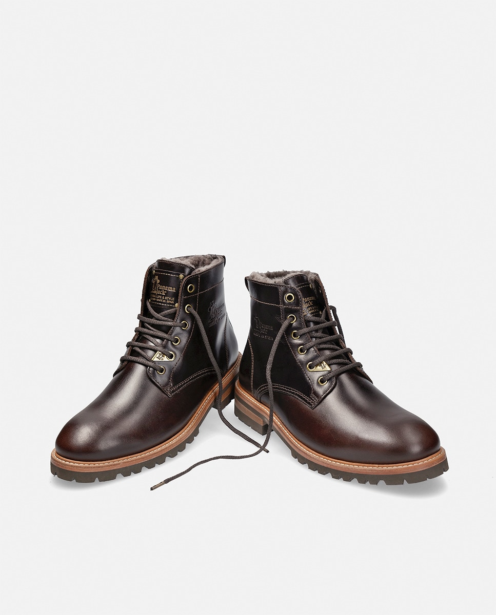 Botins em Pele com Forro de Pelo Natural Castanho-escuro-12