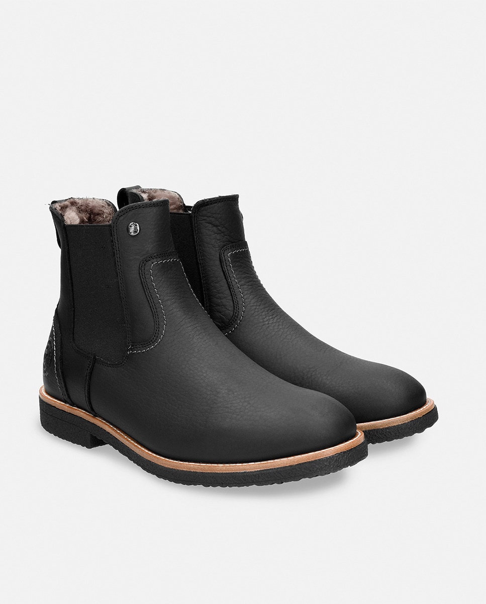 Botins em Pele com Forro de Pelo Natural Preto-13